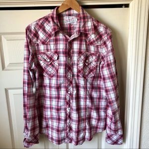 True religion plaid button down shirt
